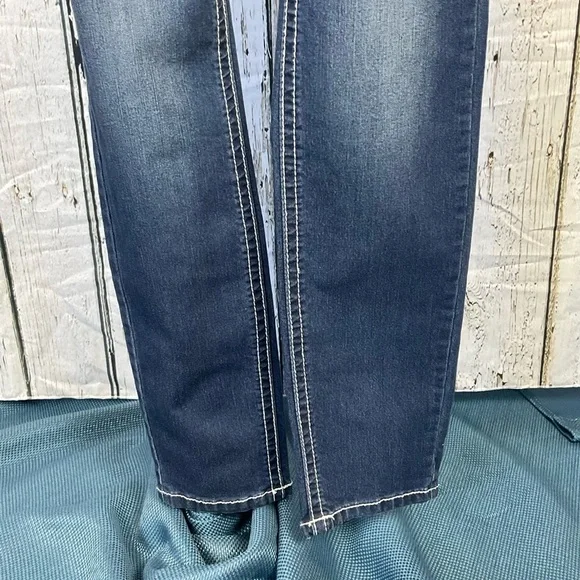 🎀HP🎀 Request Jeans Skinny Distressed Faded Jeans White Flowers & Stitching 9 - Picture 7 of 10